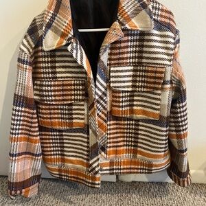Plaid Jacket with Orange and Brown Accents